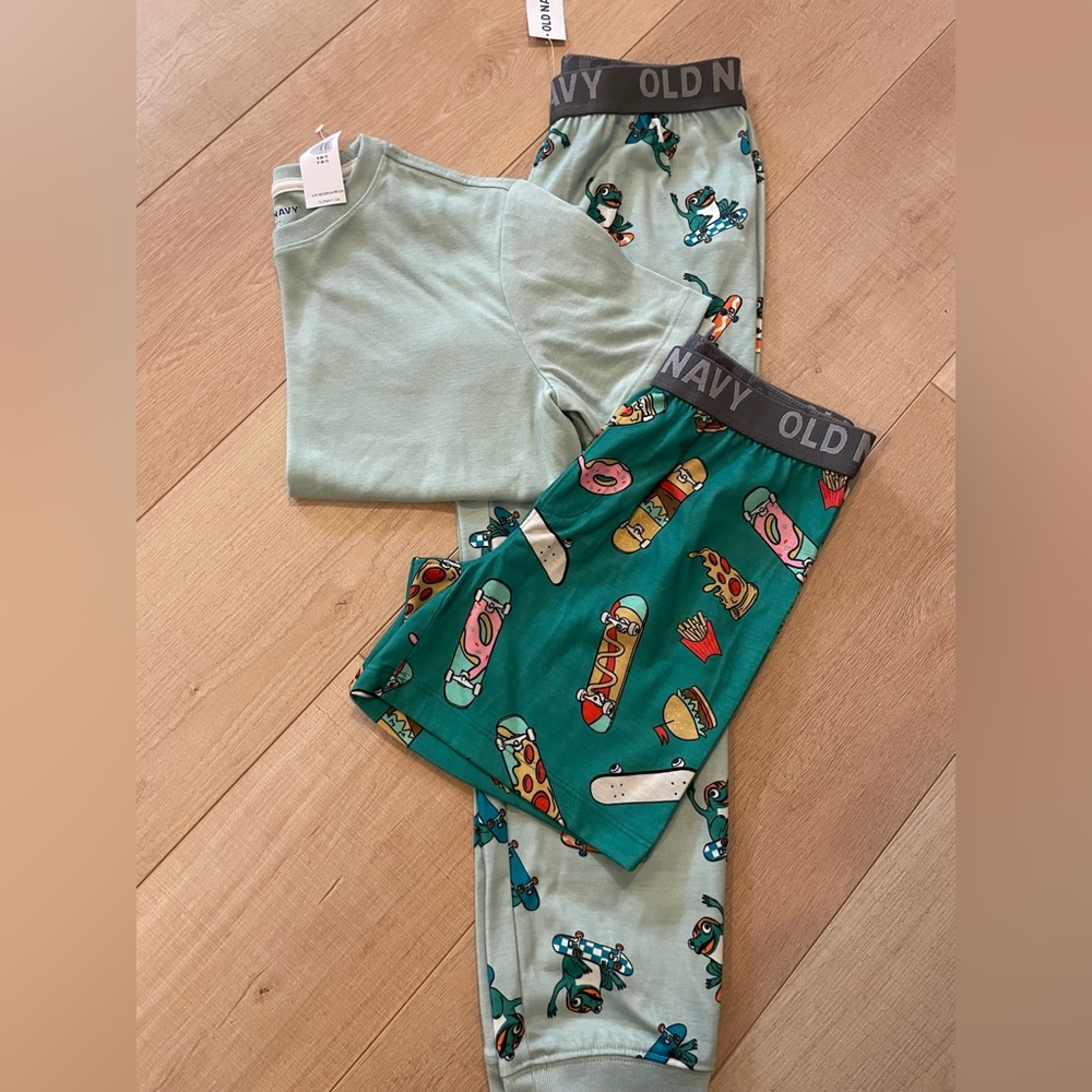 Old Navy Kids Teal and Gray Pajama Set